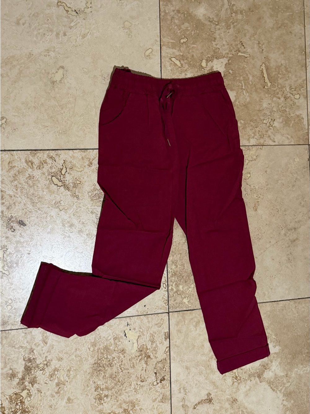 Women's Burgundy Drawstring Jogger Pants